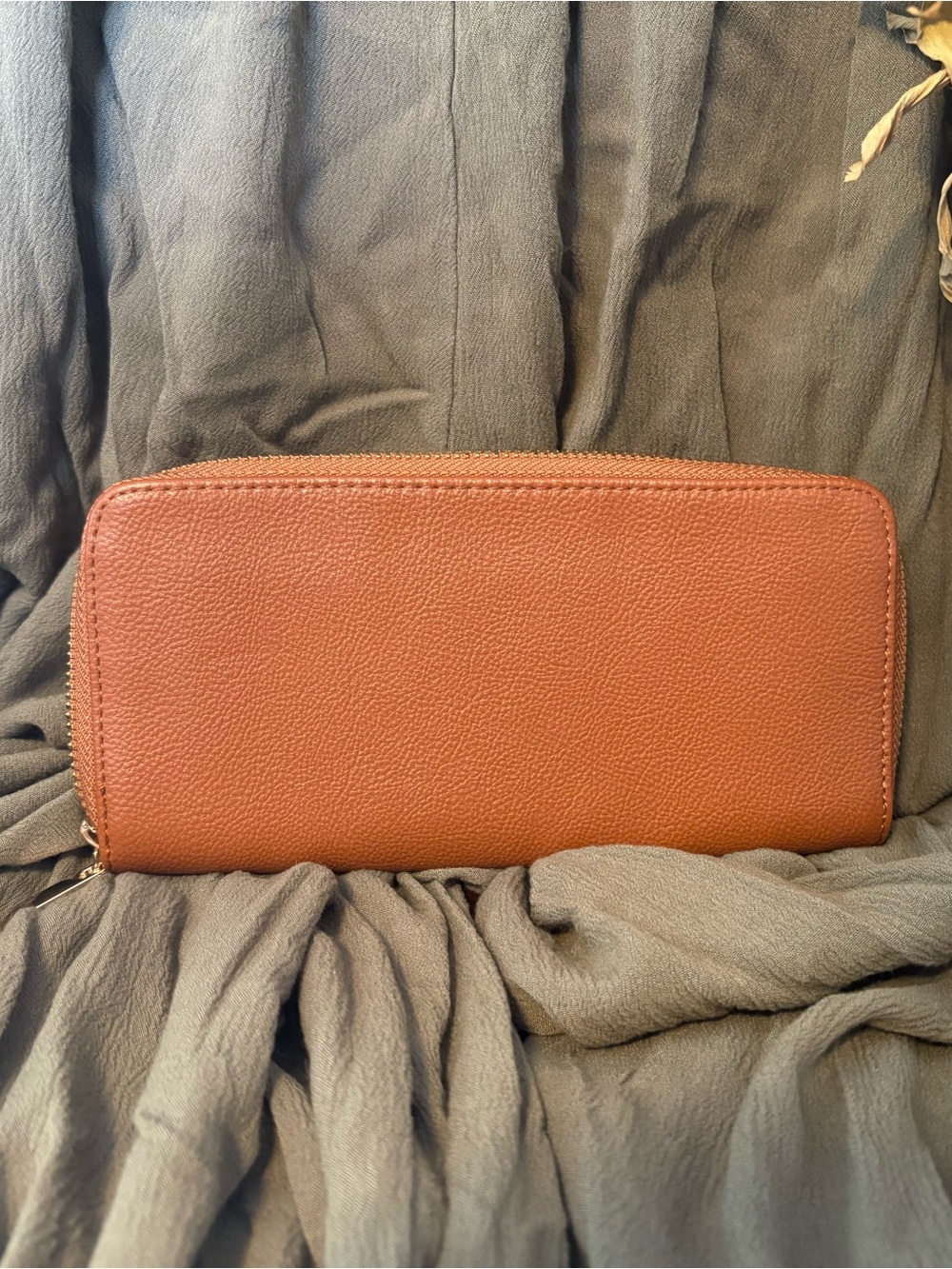a new day Pebbled Zip Wallet in Cognac Brown